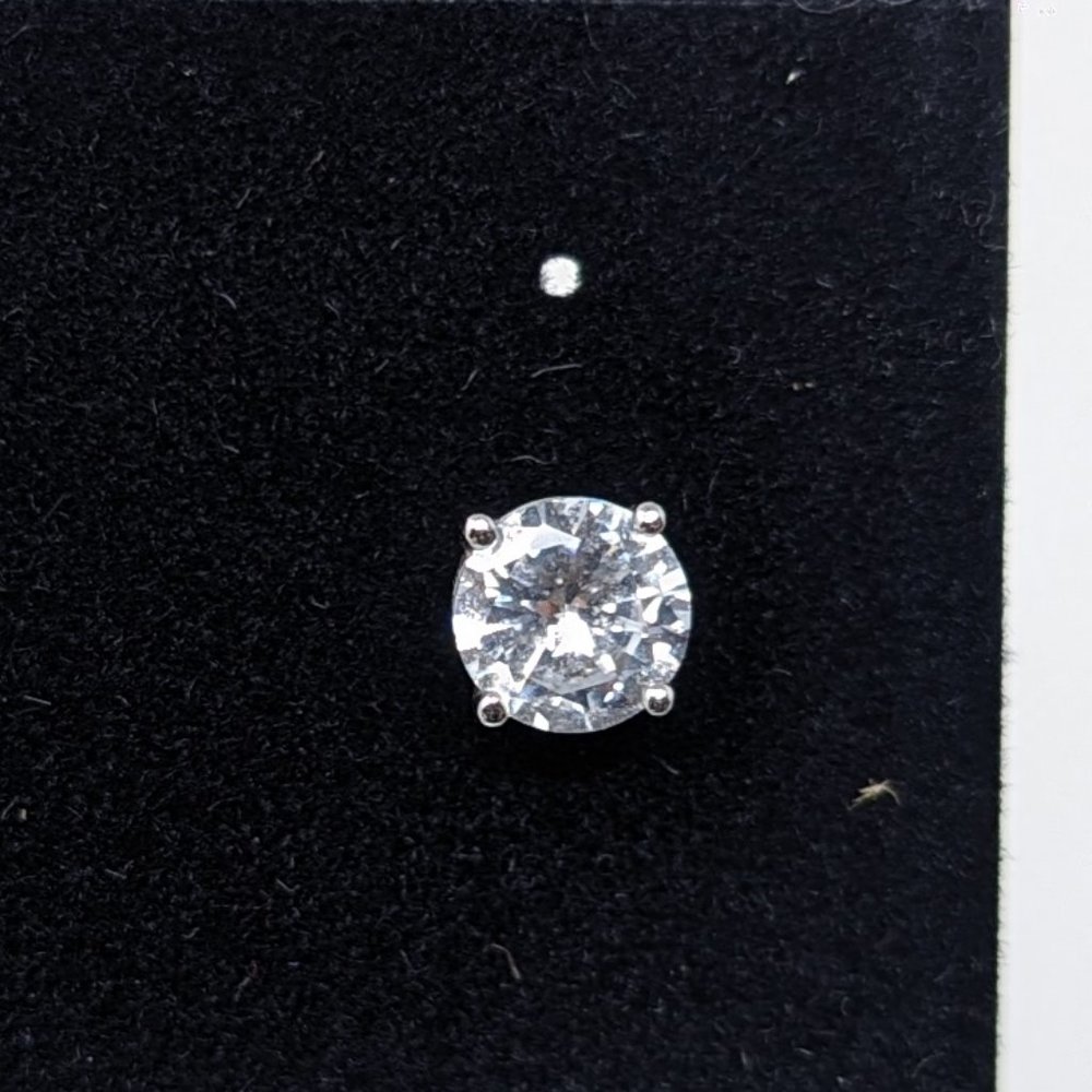 New Rhodalite Over Sterling Silver Diamond Simulant Stud Earrings - Picture 7 of 7